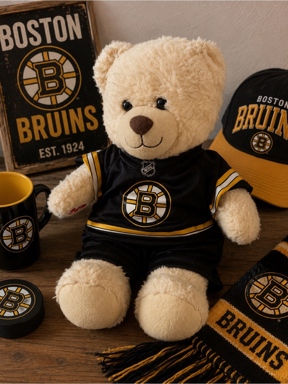 Build-A-Bear Boston Bruins Plush Teddy Bear | NHL Hockey Stuffed Animal
